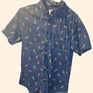 Extra small short sleeve rainbow ice cream button up shirt